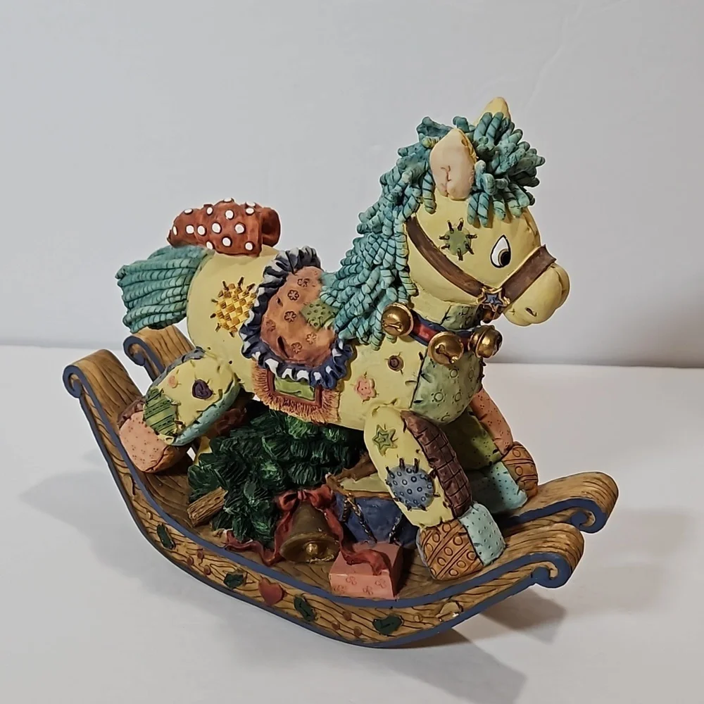 House of Lloyd VTG Christmas Around the World Patchwork Patch Pony Brown Blue - Picture 3 of 9